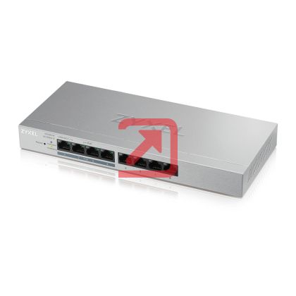 Комутатор ZyXEL GS1200-8HPv2, 8 Port Gigabit PoE+ webmanaged Switch, 4x PoE, 60 Watt
