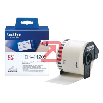 Консуматив Brother DK-44205 White Removable Paper Tape 62 mm x 30.48 m, Black on White