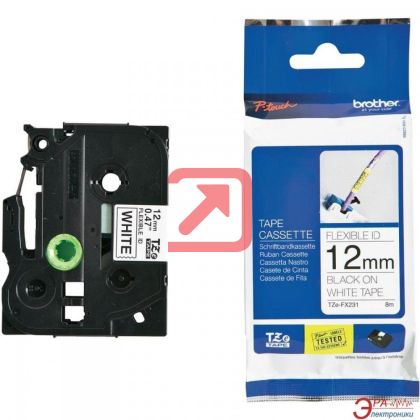 Консуматив Brother TZe-FX231 Tape Black on White, Flexible ID, 12mm, 8m