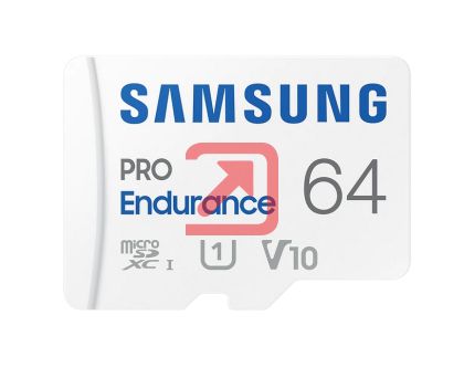 Памет Samsung 64 GB micro SD PRO Endurance, Adapter, Class10, Waterproof, Magnet-proof, Temperature-proof, X-ray-proof, Read 100 MB/s - Write 30 MB/s