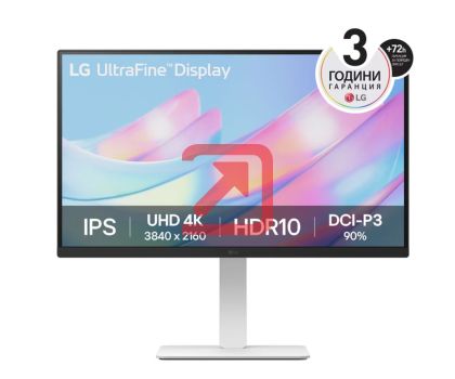 Монитор LG 27US550-W, 27" UHD 4K, IPS Panel Anti-Glare, 5ms, 1000:1, 300cd/m, 3840x2160, DCI-P3 90% t, HDR 10, HDMI, DisplayPort, Dynamic Action Sync, LG Switch,  Headphone out, Height / Pivot / Tilt Adjustable Stand, Black/White