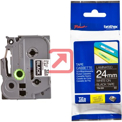 Консуматив Brother TZe-355 Tape White on Black, Laminated, 24mm, 8 m - Eco