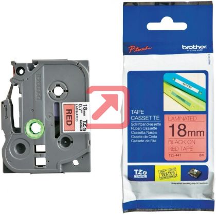 Консуматив Brother TZe-441 Tape Black on Red, Laminated, 18mm, 8 m - Eco