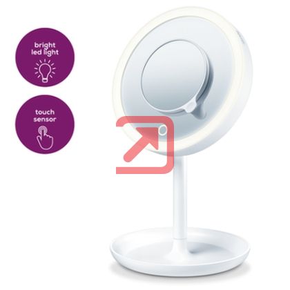Козметично огледало Beurer BS 45 illuminated cosmetics mirror,LED light, Touch sensor, 5x magnification,dimmer function,storage tray