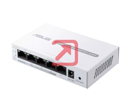 Комутатор Asus Business 5Port Smart Managed Switch PoE+,ExpertWiFi EBP15, 4 ports PoE+, 60W, VLAN, QoS, Port Mirroring, wall mounting,White