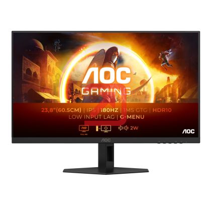 Монитор AOC 24G4XE, 23.8" IPS WLED, 1920x1080@180Hz, 1ms GtG, 0.5ms MPRT, 300cd m/2, 1000:1, 80M:1 DCR, Adaptive Sync, FlickerFree, Low Blue Mode, 2Wx2, Tilt, 2xHDMI, DP