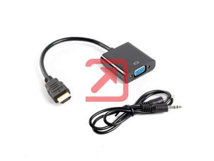 Адаптер Lanberg adapter HDMI-A (m) -> VGA (f) + minijack 3.5mm (f), 20cm cable