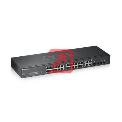 Комутатор ZyXEL GS1920-24v2, 28 Port Smart Managed Switch 24x Gigabit Copper and 4x Gigabit dual pers., hybird mode, standalone or NebulaFlex Cloud