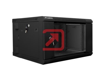 Комуникационен шкаф Lanberg rack cabinet 19" double-section wall-mount 6U / 600x600 for self-assembly (flat pack), black