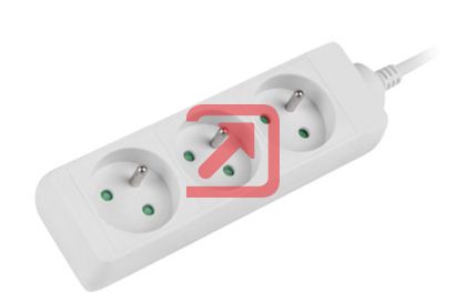 Разклонител Lanberg power strip 1.5m, 3 sockets, french quality-grade copper cable, white