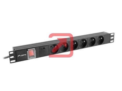 Разклонител Lanberg power distribution unit (pdu) 19" 1U 16a 6x french outlets 2m black