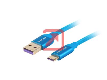 Кабел Lanberg USB-C(M) ->  USB-A (M) 2.0 cable 1m, blue premium 5A