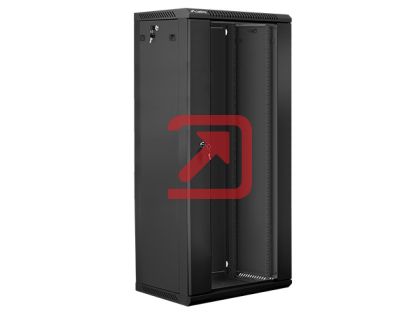 Комуникационен шкаф Lanberg rack cabinet 19" wall-mount 27U / 600x450 for self-assembly (flat pack), black