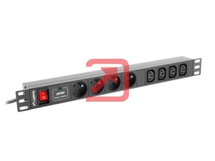 Филтър Lanberg power distribution unit (PDU) 19"1U 10A 8 SOCKETS 2M, black