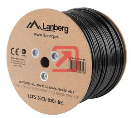 Кабел Lanberg outdoor LAN cable gel-filled FTP CAT.5E 305m solid CU, grey