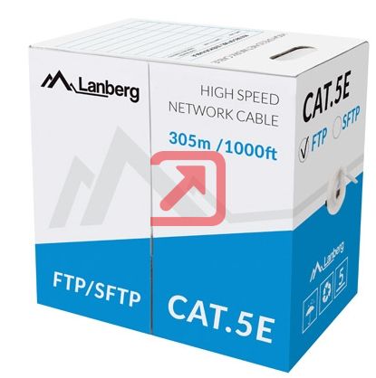 Кабел Lanberg LAN cable FTP CAT.5E 305m solid CCA, grey