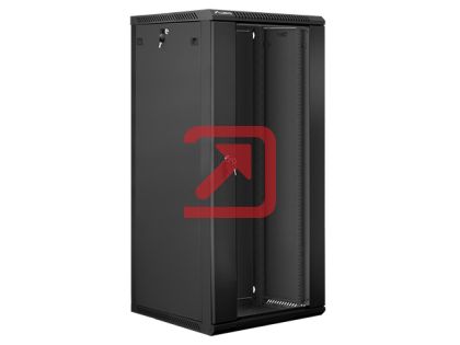 Комуникационен шкаф Lanberg rack cabinet 19" wall-mount 27U / 600x600 for self-assembly (flat pack), black
