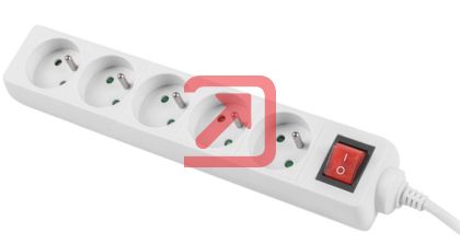 Разклонител Lanberg power strip 3m, 5 sockets, french with circuit breaker quality-grade copper cable, white
