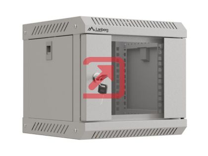 Комуникационен шкаф Lanberg rack cabinet 10" wall-mount 4U/300x300 (flat pack) with glass door grey