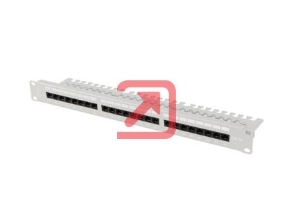 Пач панел Lanberg patch panel 24 port 1U 19" CAT.6a utp with cable organizer grey