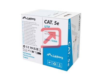 Кабел Lanberg LAN cable CAT.5e utp 100m solid cu grey cpr + fluke passed