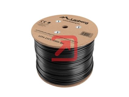 Кабел Lanberg LAN cable FTP Cat.6 305m Outdoor Solid CU Fluke Passed, black
