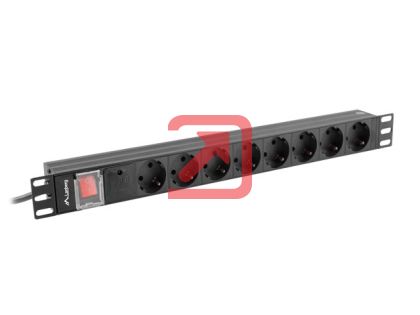 Разклонител Lanberg power distribution unit (pdu) 19" 1U 16a 2m 8x schuko outlets black