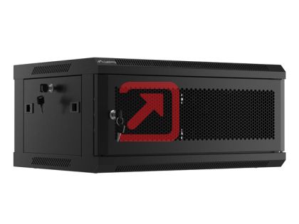 Комуникационен шкаф Lanberg rack cabinet 19" wall-mount 4U/600x450 with perforated door black (flat pack)