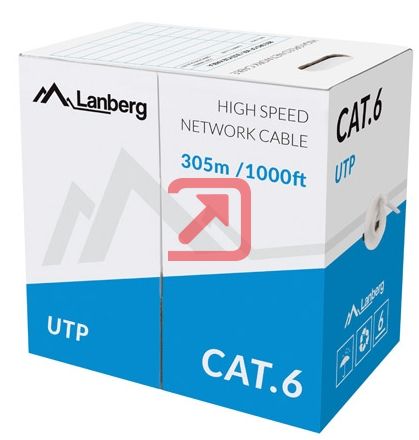 Кабел Lanberg LAN cable UTP CAT.6 305m solid CCA, grey