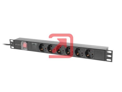 Разклонител Lanberg power distribution unit (pdu) 19" 1U 16a 2m 6x schuko outlets black