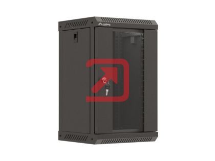 Комуникационен шкаф Lanberg rack cabinet 10" wall-mount 9U/300x300 (flat pack) with glass door black