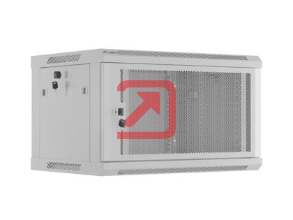 Комуникационен шкаф Lanberg rack cabinet 19" wall-mount 6U/600x450 with perforated door grey (flat pack)
