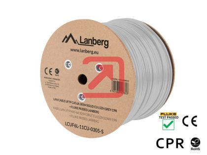 Кабел Lanberg LAN cable CAT.6a uftp 305m solid cu lszh grey cpr + fluke passed