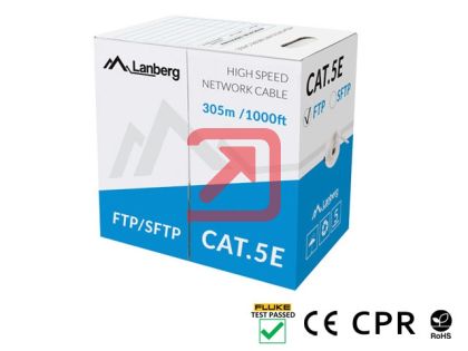 Кабел Lanberg LAN cable CAT.5e ftp 305m solid cu grey cpr + fluke passed