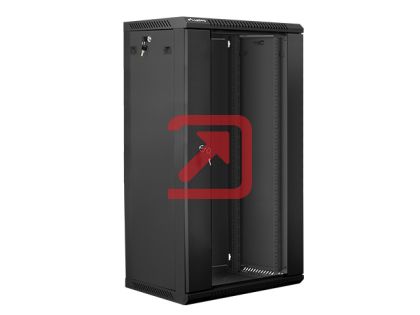 Комуникационен шкаф Lanberg rack cabinet 19" wall-mount 22U / 600x450 for self-assembly (flat pack), black