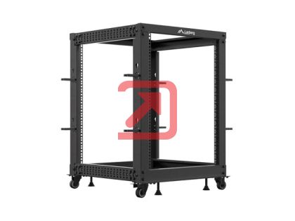 Комуникационен шкаф Lanberg open rack 19" 15U 600x600-1100 adjustable black
