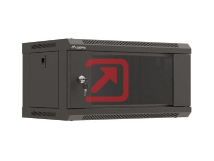 Комуникационен шкаф Lanberg rack cabinet 19" wall-mount 4U/540x350 (flat pack) with glass door black