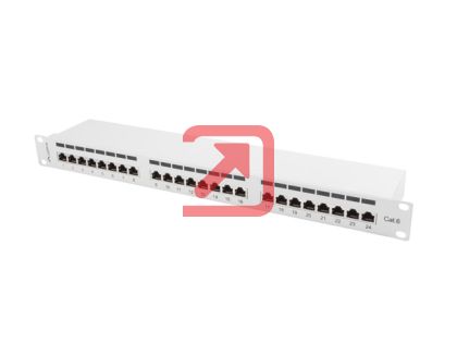 Пач панел Lanberg patch panel 24 port 1U CAT.6 shielded, grey