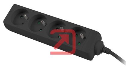 Разклонител Lanberg power strip 1.5m, 4 sockets, french quality-grade copper cable, black