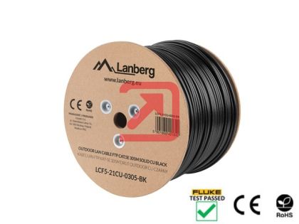 Кабел Lanberg LAN cable CAT.5e ftp 305m solid outdoor cu black fluke passed