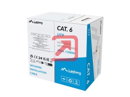 Кабел Lanberg LAN cable CAT.6 305m solid cca grey fluke passed