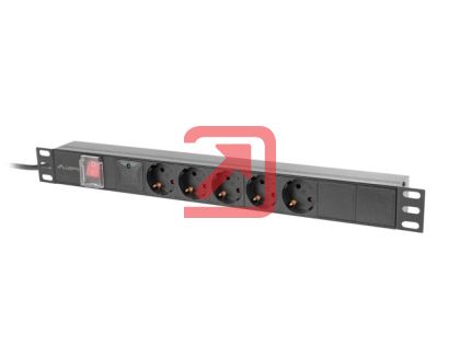 Разклонител Lanberg power distribution unit (pdu) 19" 1U 16a 2m 5x schuko outlets black