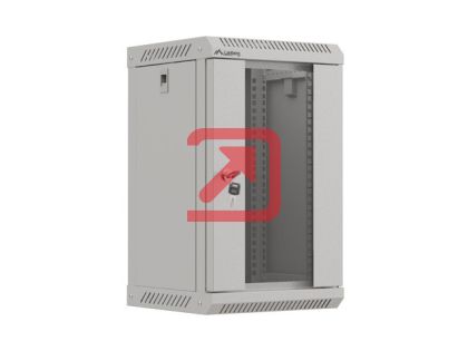 Комуникационен шкаф Lanberg rack cabinet 10" wall-mount 9U/300x300 (flat pack) with glass door grey
