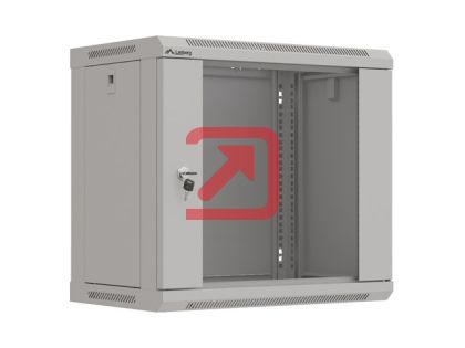 Комуникационен шкаф Lanberg rack cabinet 19" wall-mount 9U/540x350 (flat pack) with glass door grey