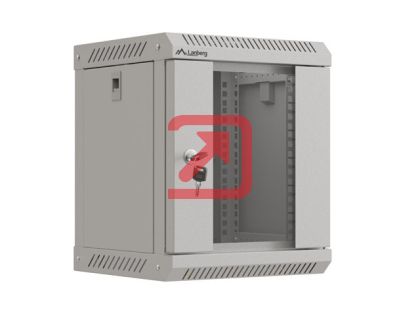 Комуникационен шкаф Lanberg rack cabinet 10" wall-mount 6U/300x300 (flat pack) with glass door grey
