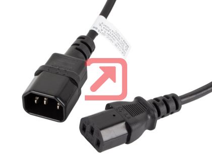 Кабел Lanberg extension power supply cable IEC 320 C13 ->  C14 1.8m, black