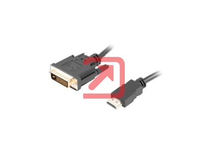 Кабел Lanberg HDMI (M) -> DVI-D (M) (24+1) cable 1.8m, dual link, with gold-plated 4K connectors, black