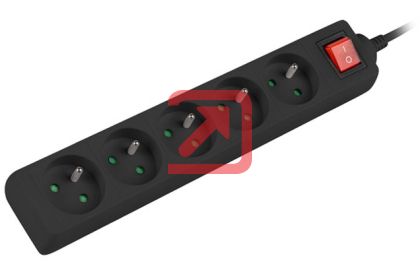 Разклонител Lanberg power strip 1.5m, 5 sockets, french with circuit breaker quality-grade copper cable, black