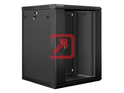 Комуникационен шкаф Lanberg rack cabinet 19" wall-mount 15U / 600x600 for self-assembly (flat pack), black