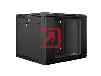 Комуникационен шкаф Lanberg rack cabinet 19" wall-mount 9U / 600x600 for self-assembly (flat pack), black